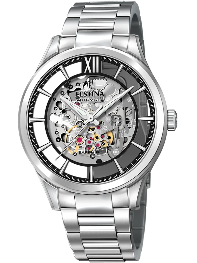 Festina Automatic F20630/4 Herrenuhr Silber • Saphirglas • Skelett-Automatikwerk