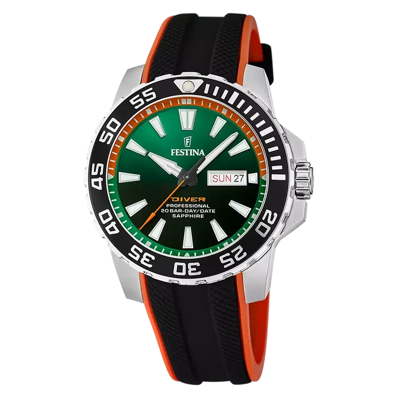 Festina F20662/2 Herrenuhr Professional Diver Day-Date 45mm • Saphirglas • 20 ATM