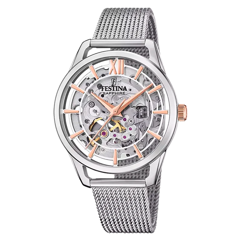 Festina F20627/1 Damen Armbanduhr Silber • Automatikwerk • Saphirglas