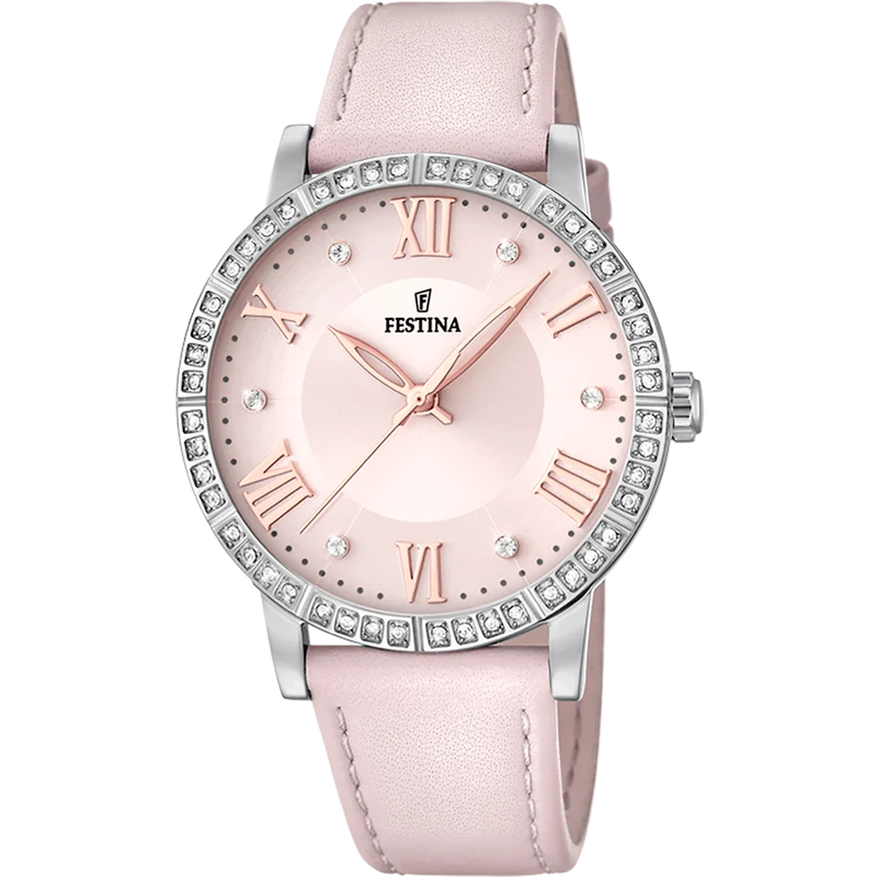 Festina Boyfriend F20412/2 Damenuhr Rosa • Mineralglas • Zirkonia-Besatz