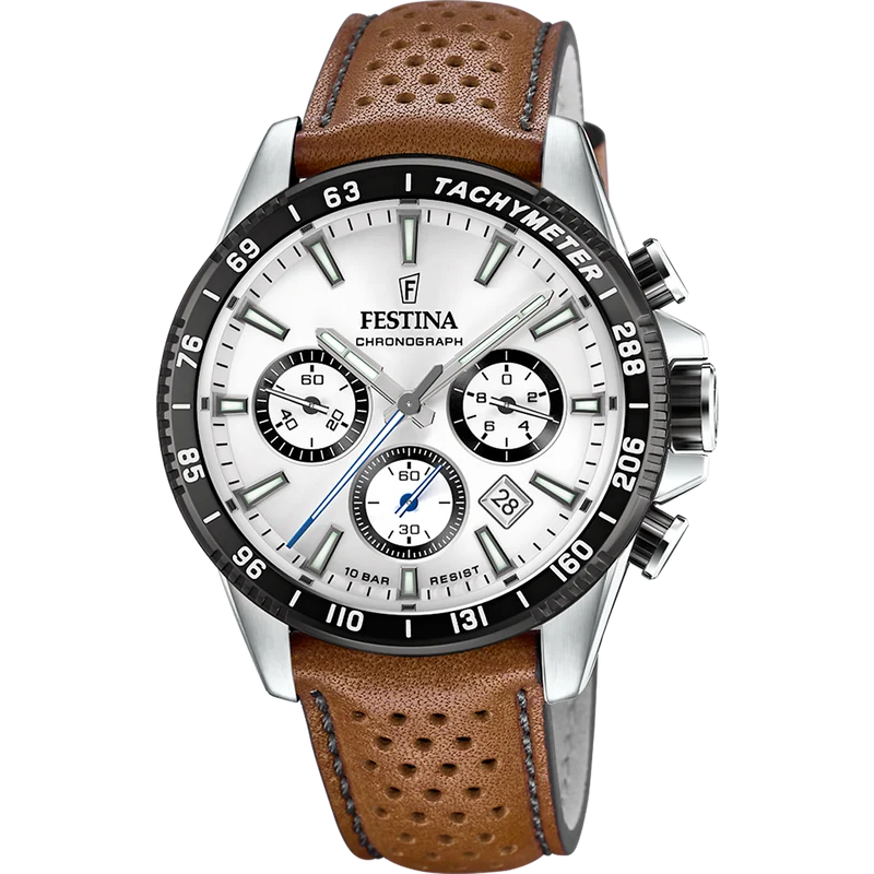 Festina Timeless Chronograph F20561/1 Herrenuhr Silber • Miyota Quarzwerk • Echtlederarmband