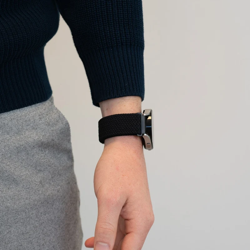 Bandz Oozoo Smartwatch 20mm Gewebtes Nylonarmband (Schwarz)