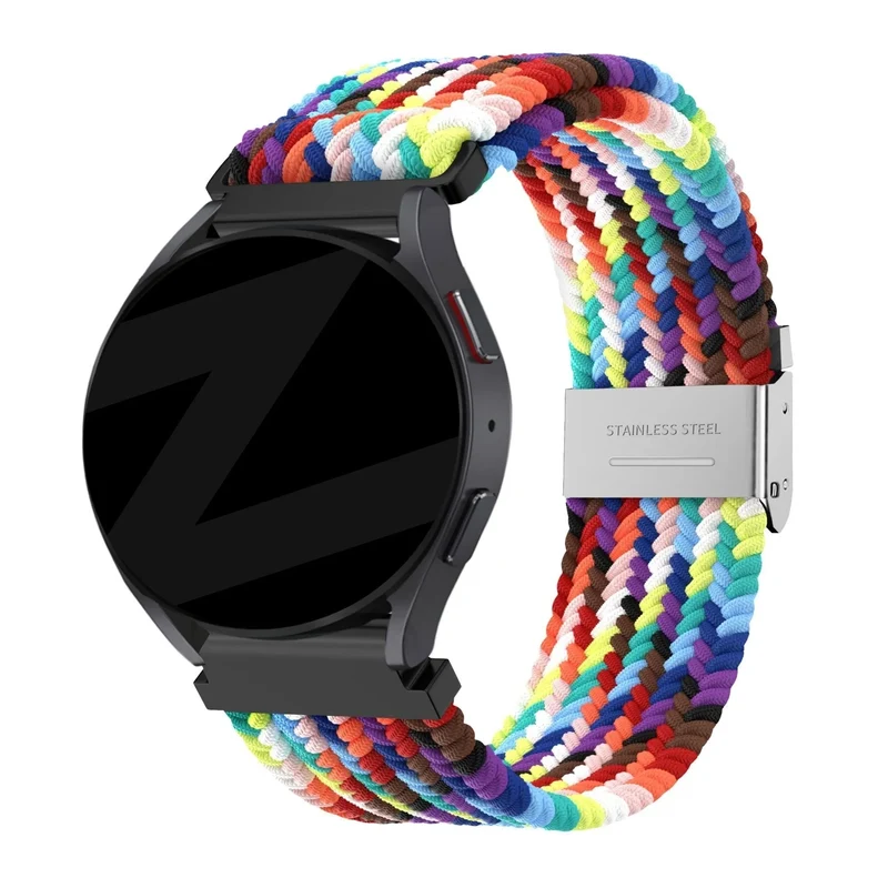 Bandz Oozoo Smartwatch 20mm Gewebtes Nylonarmband (Regenbogen)