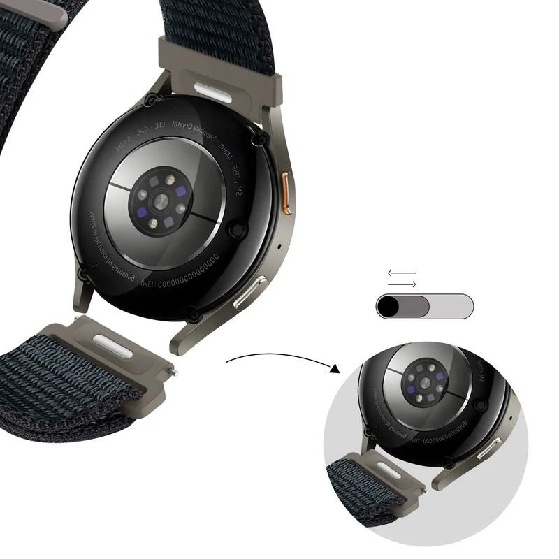 Bandz Oozoo Smartwatch 20mm Nylonarmband 'Easy Fit' (Graublau)