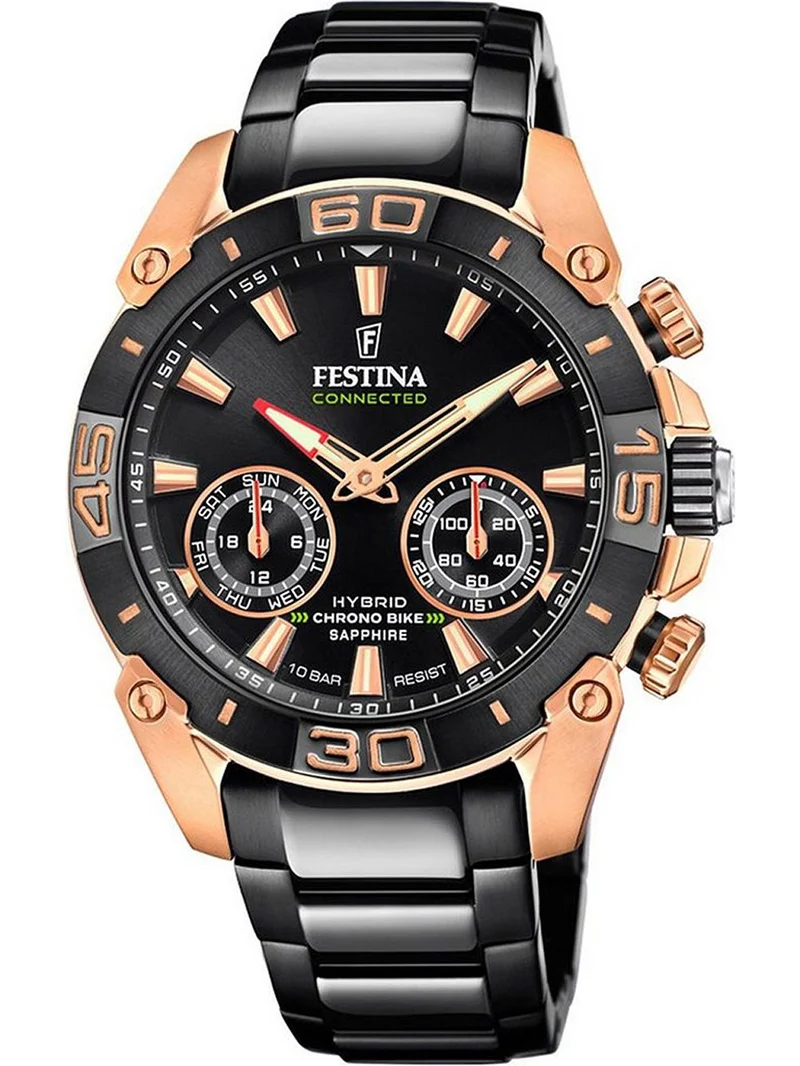 Festina Chrono Bike F20548/1 Herrenuhr Schwarz/Roségold • Chronograph Connected • Special Edition Set