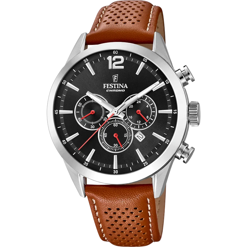 Festina Timeless Chronograph F20542/6 Herrenuhr Schwarz • Chronograph • Mineralglas