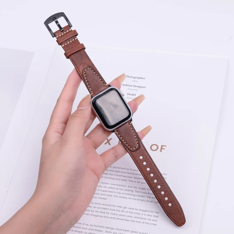 Unglaublich Elegant Apple Smartwatch Echtes Leder Universell Armband