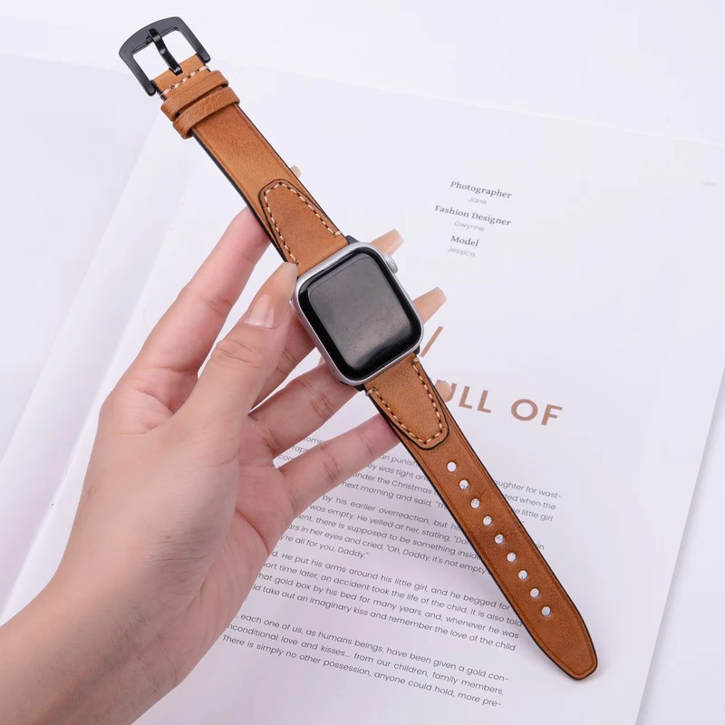 Unglaublich Elegant Apple Smartwatch Echtes Leder Universell Armband