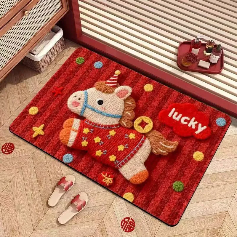 Festive Cartoon-Themed Plush-Teppich für Zuhause