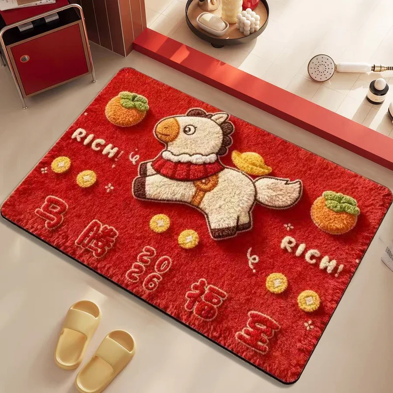 Festive Cartoon-Themed Plush-Teppich für Zuhause