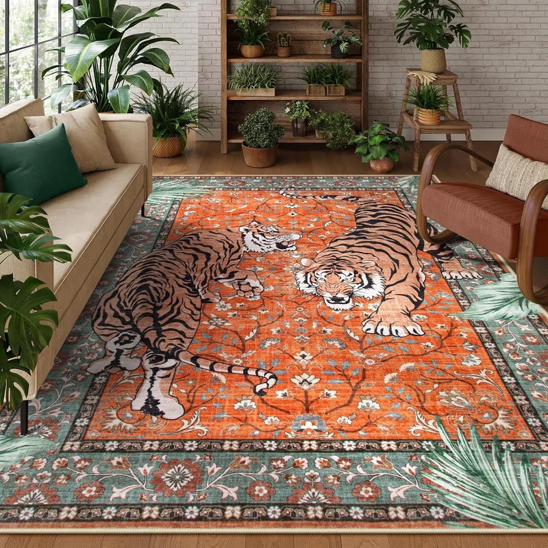 Eleganter tiger-themed Teppich für das Zuhause