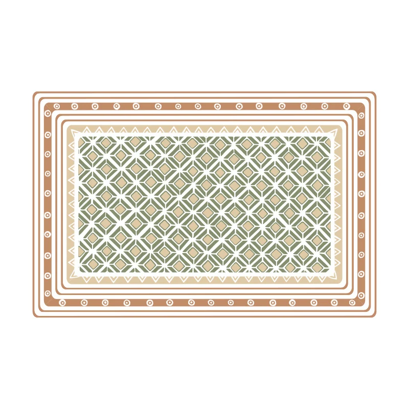 Runde abwischbare Tischunterlage aus PVC mit rutschfester Rückseite und retro-geometrischem Muster
