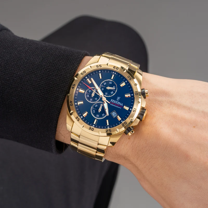 Festina F20541/2 Timeless Chronograph Herrenuhr Blau • Chronographenfunktion • Edelstahlgehäuse