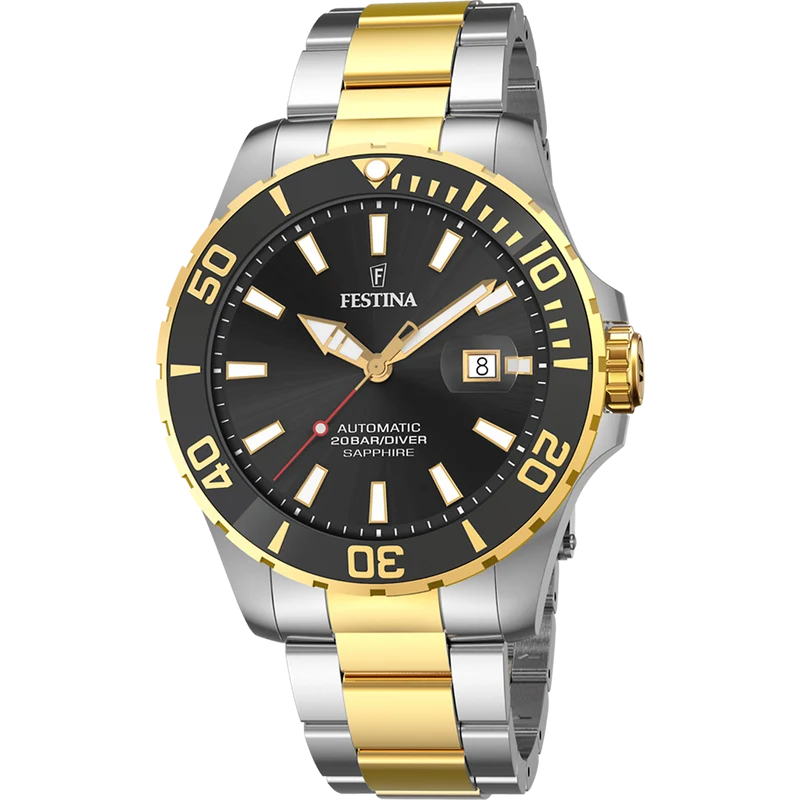 Festina Diver F20532/2 Herrenuhr Schwarz • Automatikwerk • 20 ATM Wasserdicht