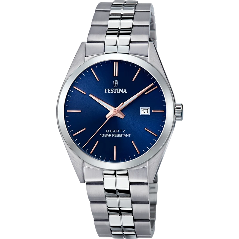 Festina Classics F20437/B Herrenuhr Blau • Mineralglas • 10 ATM Wasserdicht