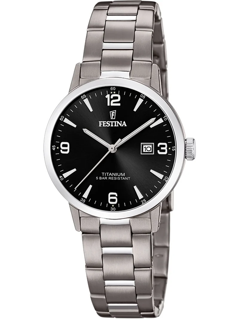 Festina Titanium F20436/3 Damenuhr Schwarz • Titangehäuse & -armband • Mineralglas mit Datum