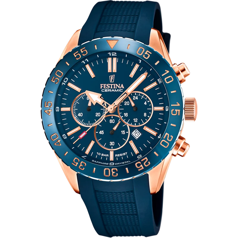 Festina Ceramic F20516/1 Herrenuhr Blau • Saphirglas • Chronograph