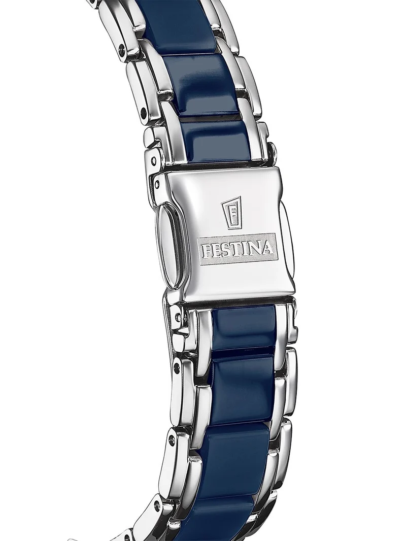 Festina Ceramic F20499/2 Damenuhr Blau • Keramikarmband mit Zirkonia • Mineralglas