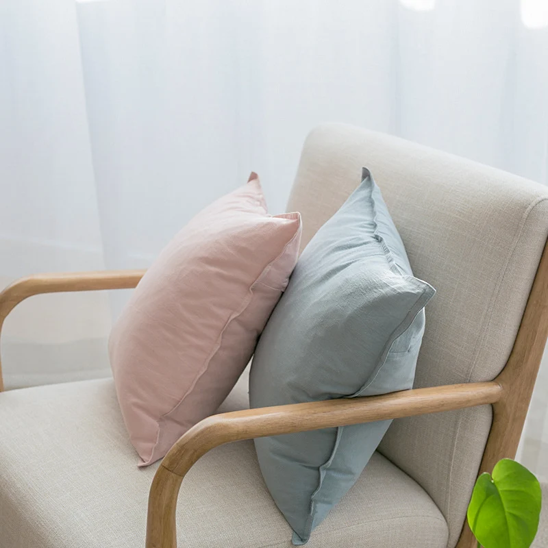 Quadratischer Sofa- und Bodenkissenbezug aus pigmentgefärbter Baumwoll‑Leinen‑Mischung mit verdecktem Reißverschluss