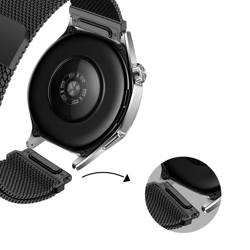 Bandz Oozoo Smartwatch 20mm Milanese Armband 'Easy Fit' (Schwarz)