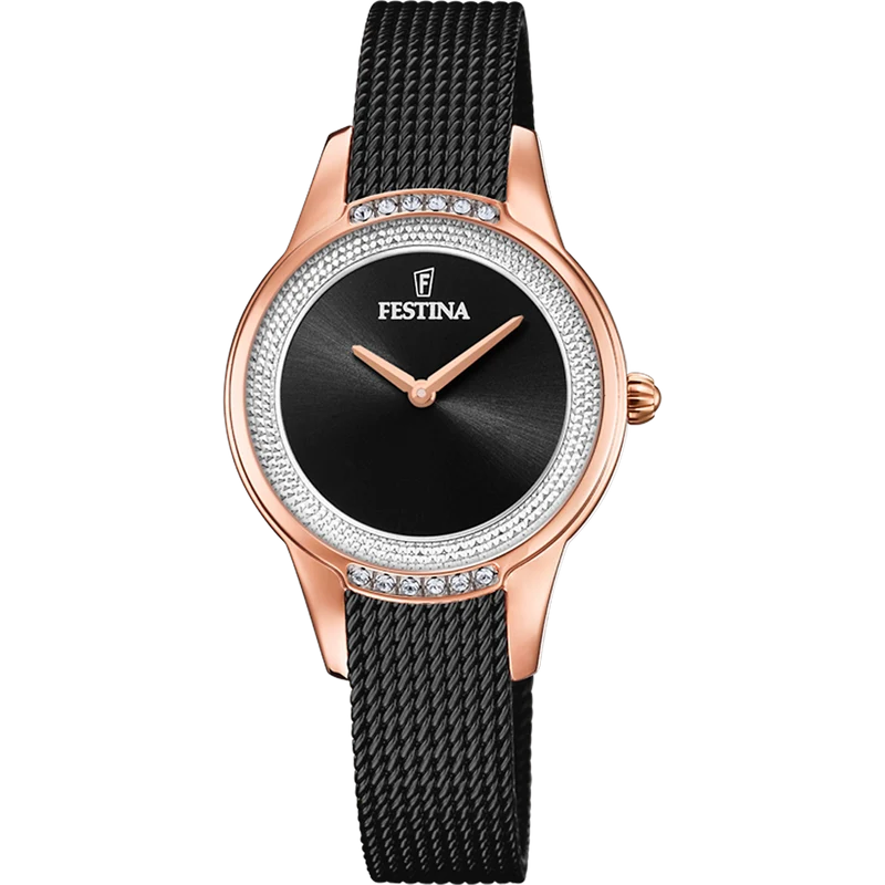 Festina Mademoiselle F20496/2 Damenuhr Schwarz • Mineralglas • Zirkonia-besetztes Edelstahlgehäuse