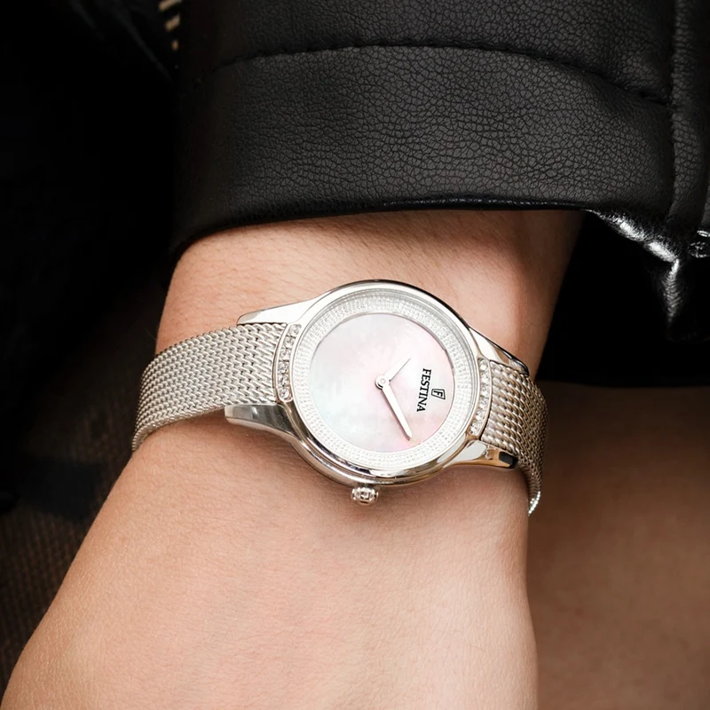 Festina Mademoiselle F20494/4 Damenuhr Beige • Mineralglas • Edelstahlarmband