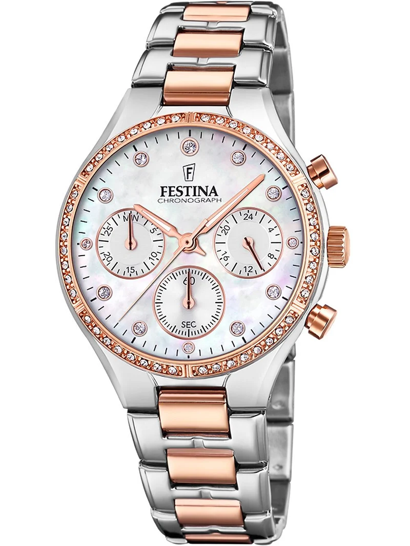 Festina Boyfriend F20403/1 Damen Armbanduhr • Perlmutt-Zifferblatt • Chronograph