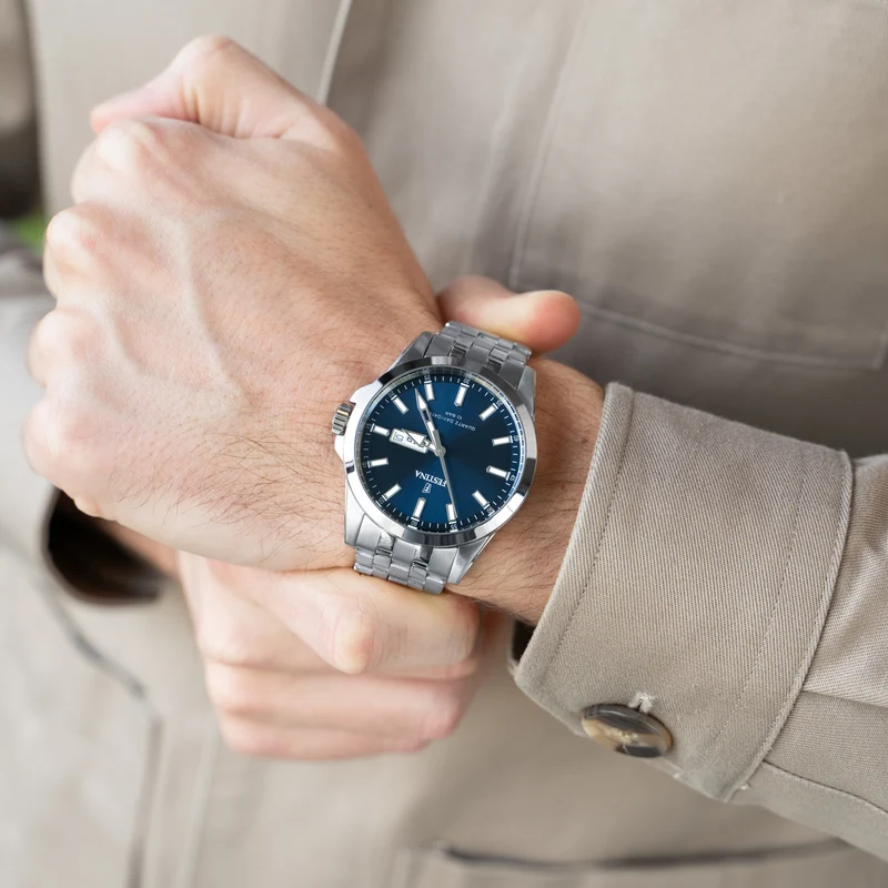 Festina Classics F20357/3 Herrenuhr Blau • Quarzwerk • Stahlgehäuse mit Stahlband