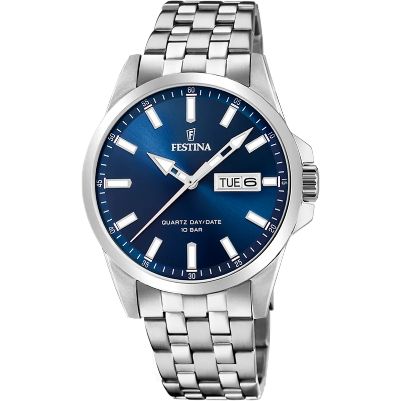 Festina Classics F20357/3 Herrenuhr Blau • Quarzwerk • Stahlgehäuse mit Stahlband