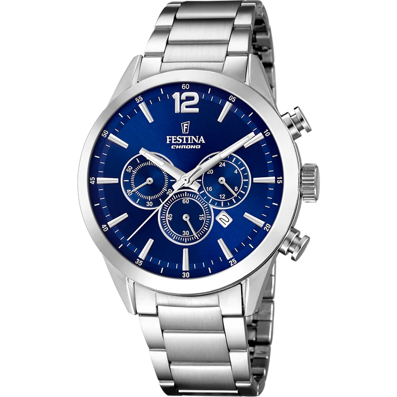 Festina Timeless Chronograph F20343/7 Herrenuhr Dunkelblau • Miyota Quarzwerk • Chronograph mit Datum