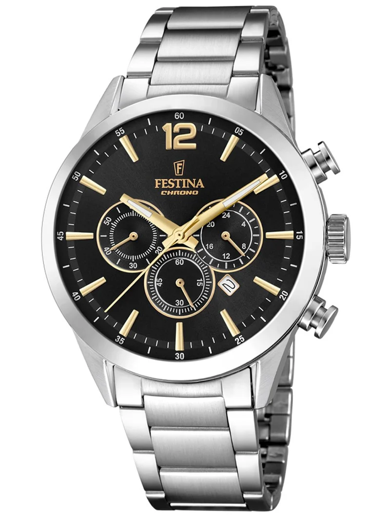 Festina Timeless Chronograph F20343/4 Herrenuhr Schwarz • Chronographenfunktion • Mineralglas