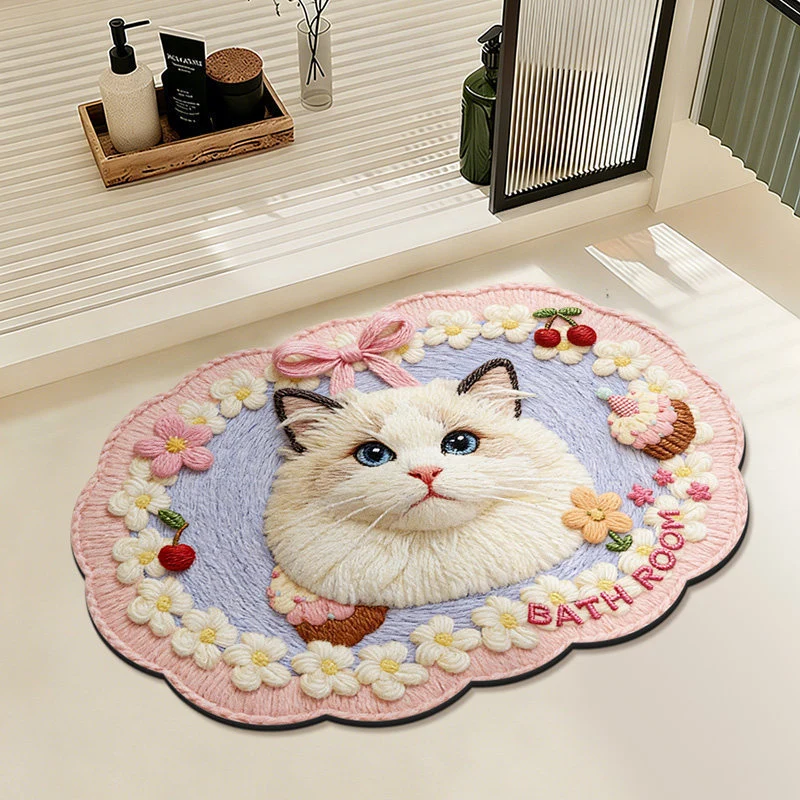 Kreative katzenmotivierte Badmatte für Badezimmer