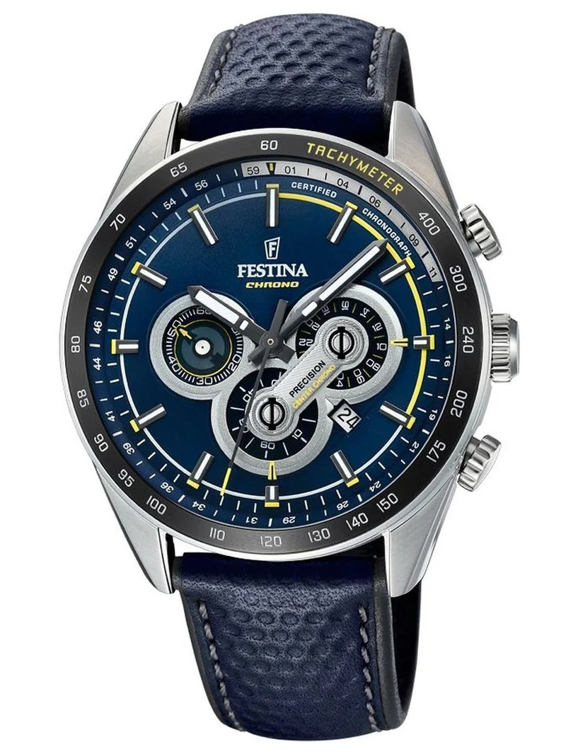 Festina Sport Chronograph F20202/2 Herrenuhr Blau • Quarz-Chronograph • Blaues Lederarmband