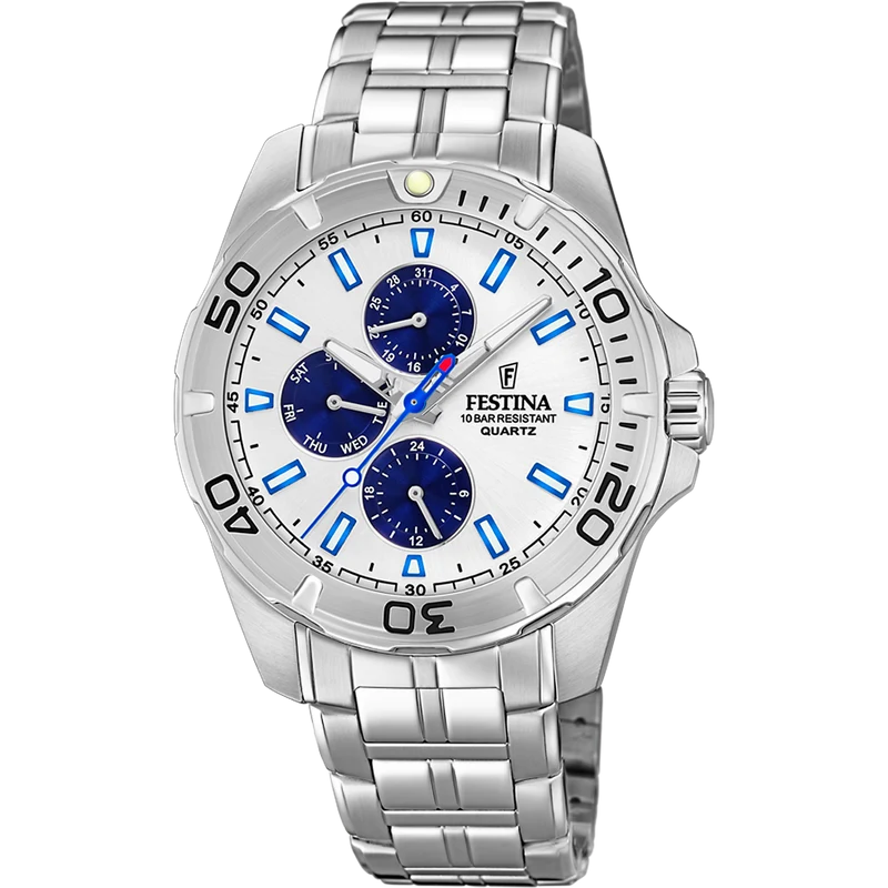 Festina Multifunction Collection F20445/1 Herrenuhr Silber • Mineralglas • 10 ATM