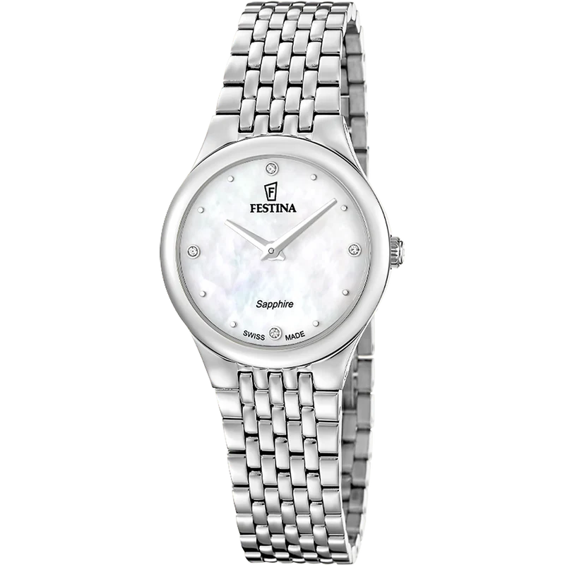 Festina Swiss Made Grace F20096/1 Damenuhr • Saphirglas • Edelstahl-Armband