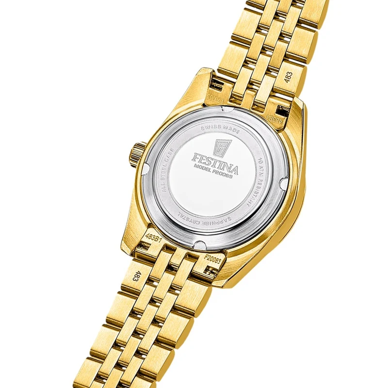 Festina Swiss Made Classic Steel F20089/3 Damenuhr Goldfarben • Saphirglas • Edelstahlgehäuse
