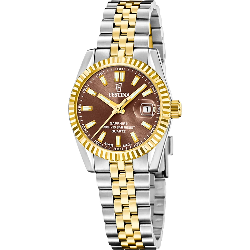 Festina Swiss Made Classic Steel F20088/3 Damenuhr Bicolor • Saphirglas • 10 bar wasserdicht