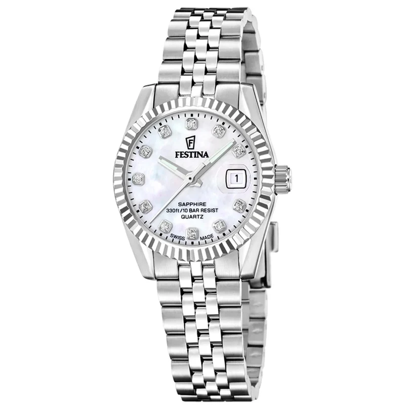 Festina Swiss Made Classic Steel F20087/1 Damen • Saphirglas • Edelstahlarmband