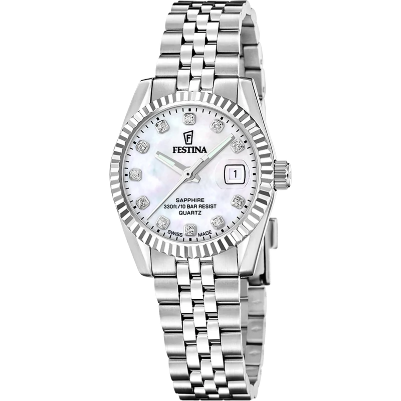 Festina Swiss Made Classic Steel F20087/1 Damen • Saphirglas • Edelstahlarmband