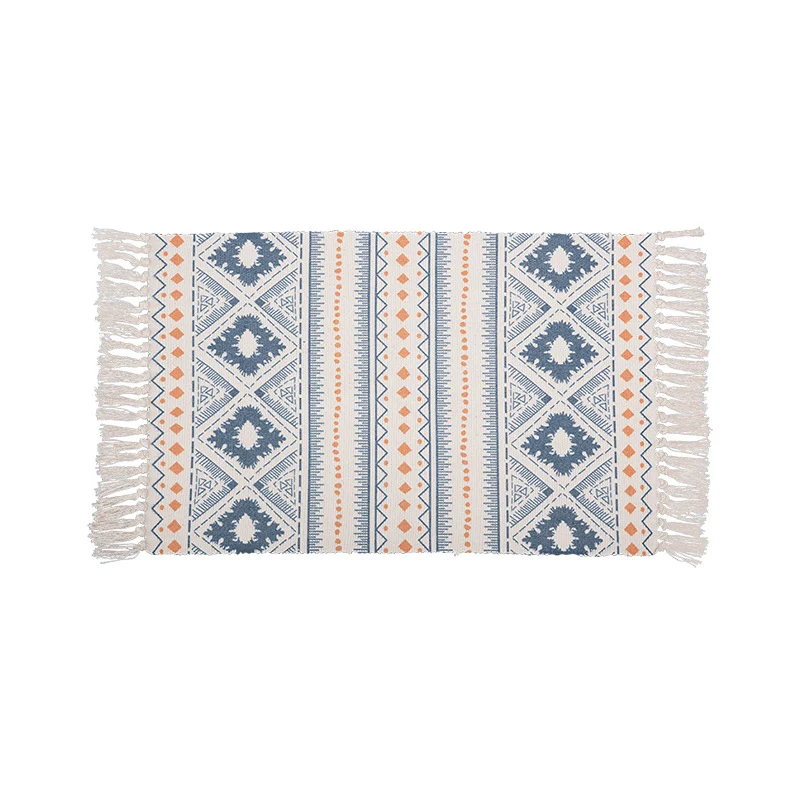 Handgewebter Baumwoll-Tischläufer mit Mandala-Jacquard und dekorativen Fransen