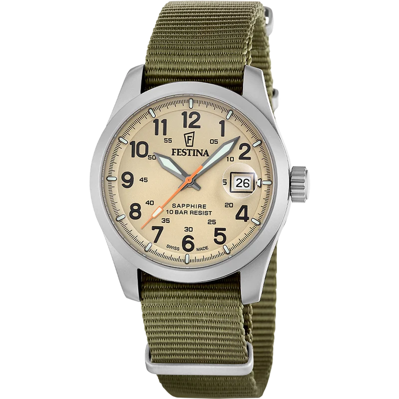 Festina Swiss Made Field F20082/1 Herrenuhr • Saphirglas mit Super-LumiNova • 10 ATM wasserdicht