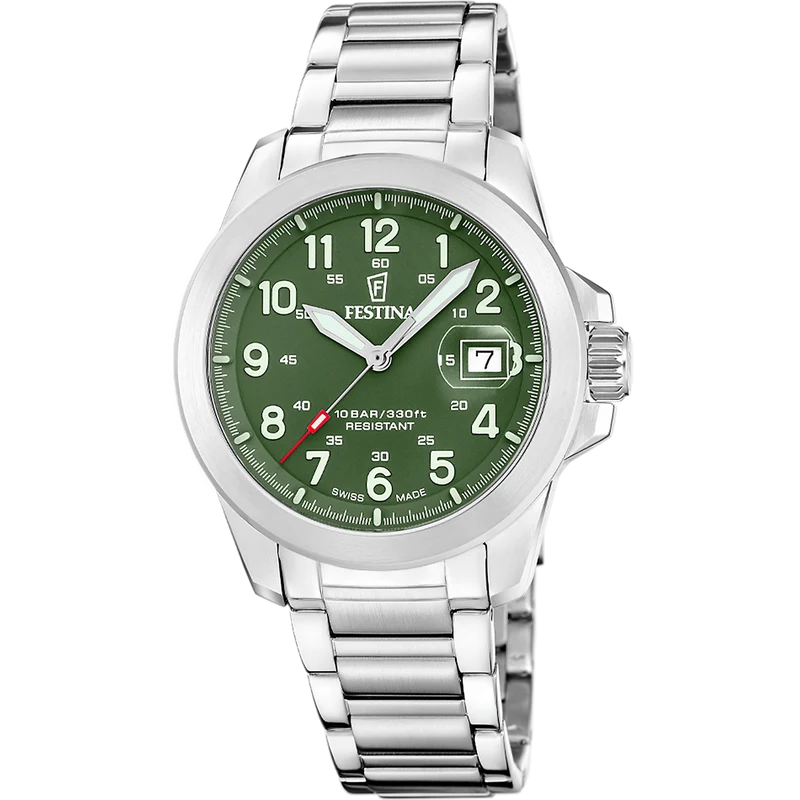 Festina Swiss Made Field F20081/3 Herrenuhr • Saphirglas mit Entspiegelung • 3 Wechselarmbänder