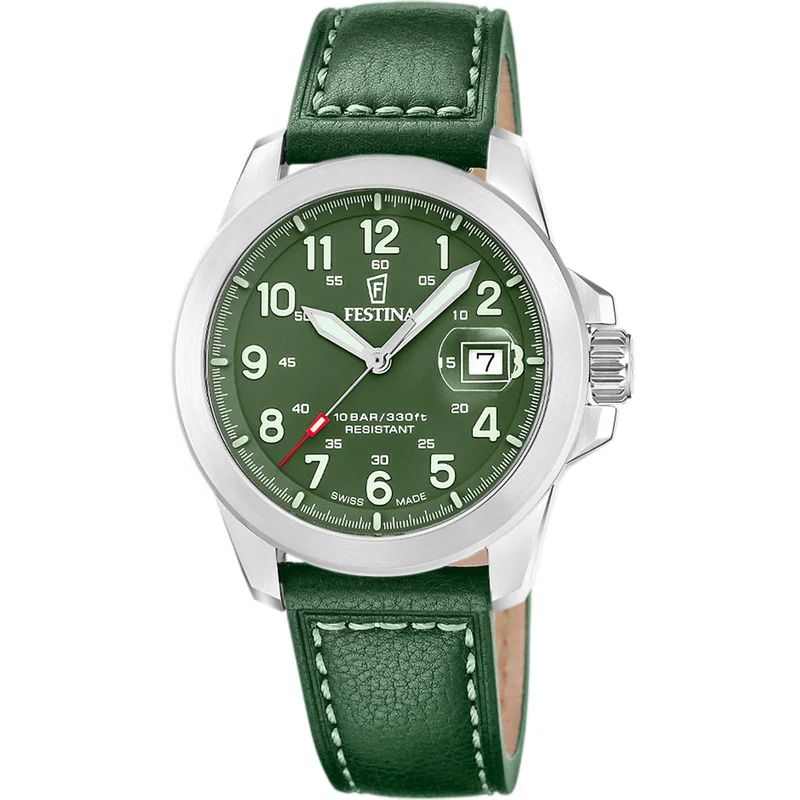 Festina Swiss Made Field F20081/3 Herrenuhr • Saphirglas mit Entspiegelung • 3 Wechselarmbänder