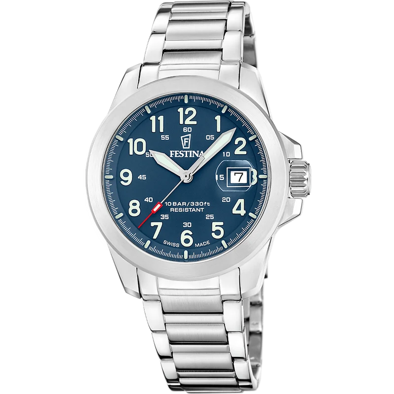 Festina Swiss Made Field Set F20081/2 Herrenuhr Blau • Saphirglas mit Entspiegelung • Super-LumiNova & 10 ATM