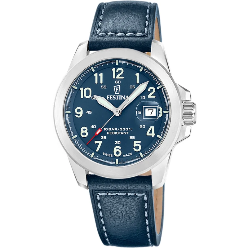Festina Swiss Made Field Set F20081/2 Herrenuhr Blau • Saphirglas mit Entspiegelung • Super-LumiNova & 10 ATM
