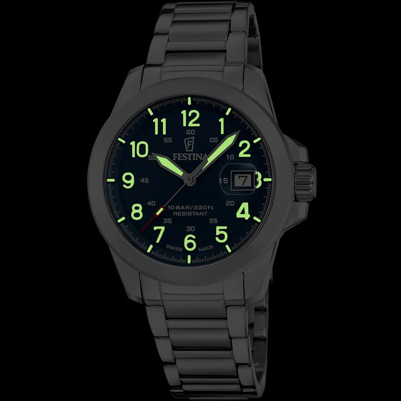 Festina Swiss Made Field Set F20081/2 Herrenuhr Blau • Saphirglas mit Entspiegelung • Super-LumiNova & 10 ATM