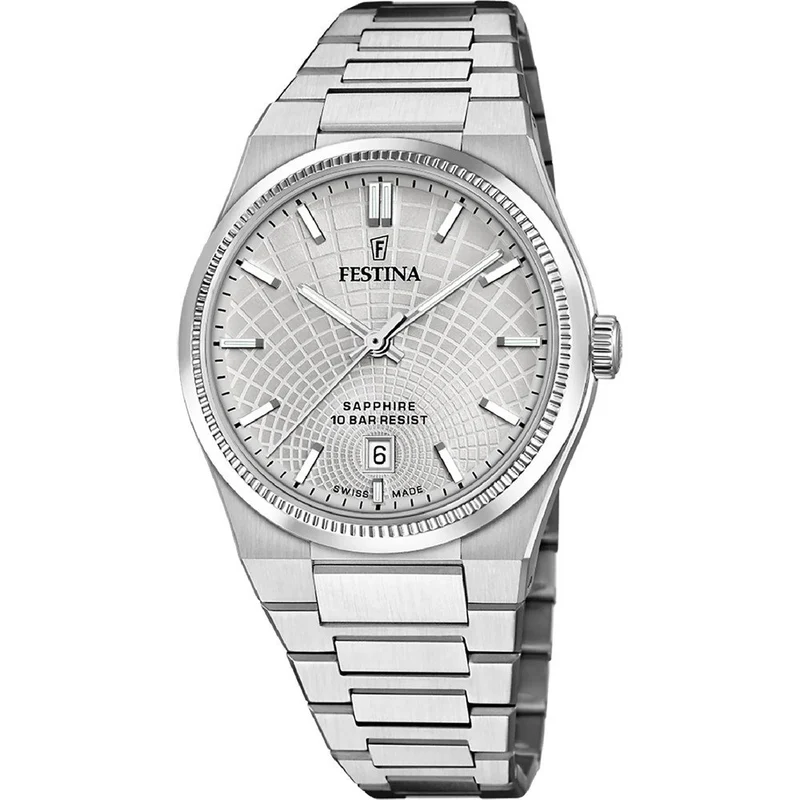Festina Swiss Made Rive F20051/2 Herrenuhr Grau • Saphirglas • Schweizer Quarzwerk