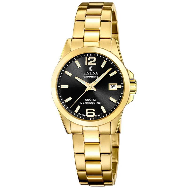 Festina Swiss Made Lady F20050/4 Damenuhr Schwarz • Saphirglas • Schweizer Quarzwerk