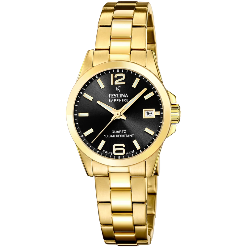 Festina Swiss Made Lady F20050/4 Damenuhr Schwarz • Saphirglas • Schweizer Quarzwerk