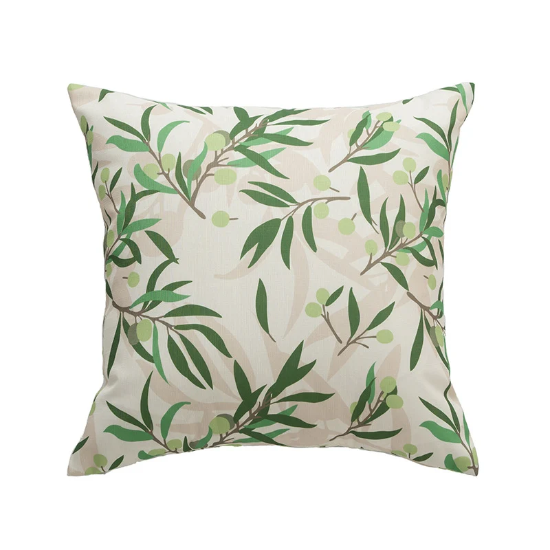 Rechteckiges Zierkissen mit skizzenhaftem Blumenprint und feiner Leinenoptik